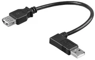 Kable USB - Wentronic USB 2.0 Hi-Speed kabel przedłużający wtyczka A 90 ° po lewej stronie na gniazdo A 0,15 m Czarny, czarny - miniaturka - grafika 1