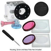 Tulejki, adaptery, redukcje do aparatów - Fotodiox Pro Wonderbook pana go H3 Underwater Kit gotough Filter Adapter system for Gopro Hero3 Waterproof Housing with 2 Water Correction Filter (Rose Pink & Violet (Purple) WPGT-Undrwtr-Kit - miniaturka - grafika 1