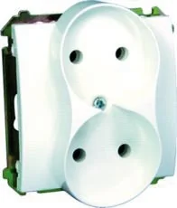 Kontakt Simon Gniazdo ścienne Basic Podwójne b/u (moduł) BMG2M.01/11 biały - Gniazdka elektryczne - miniaturka - grafika 2