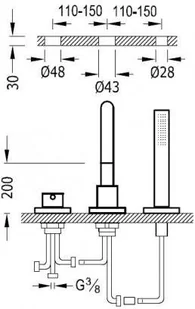 Tres Study 262.150.01 - Baterie wannowe i prysznicowe - miniaturka - grafika 2
