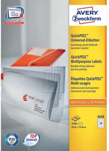 Avery Zweckform Etykiety uniwersalne A4 64,6 x 33,8mm 100 arkuszy Zweckform 3658 - Etykiety samoprzylepne i bloki etykiet - miniaturka - grafika 2
