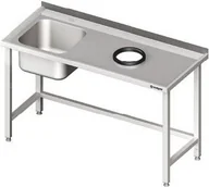 Stoły gastronomiczne - Stalgast Stół ze zlewem (L) i otworem na odpadki 1000x600x850 mm 980946100 - miniaturka - grafika 1