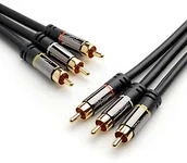 Kable - KabelDirekt Kable bezpośrednie 2 m przewód Stereo Cinch Audio Video 3 cinch do 3 kabel cinch RCA 5 m czarny 703 - miniaturka - grafika 1
