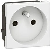 Gniazdka elektryczne - Legrand Mosaic - Gniazdo 2P+Z podłączenie przez zaciski śrubowe 2M białe 077113 - miniaturka - grafika 1