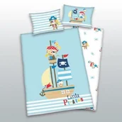 Pościel dla dzieci - Herding Pościel bawełniana 100x135 Piraci Mali 7499 Statek do łóżeczka - miniaturka - grafika 1