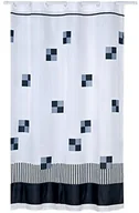 Zasłony prysznicowe - MSV 140783 zasłona prysznicowa, poliester/polipropylenu, z 12 pierścieni, 180 x 200 x 0,1 cm, biały/czarny/szary (1367/140783) - miniaturka - grafika 1