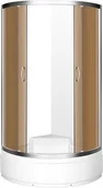 Kabiny prysznicowe - Novoterm Kerra Azalia 90x90 profil chrom szkło brązowe + brodzik - miniaturka - grafika 1