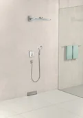 Deszczownice - Hansgrohe Rainmaker Select Deszczownica ścienna z ramieniem prysznicowym 46x27 cm chrom/czarna 24003600 - miniaturka - grafika 1
