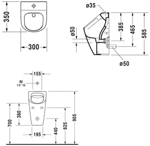 DURAVIT DURAVIT 2815302000 DURAVIT 2815302000 Urinal ME by STARCK rimless Wei - Pisuary - miniaturka - grafika 2