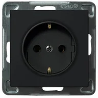 Gniazdka elektryczne - Ospel Gniazdo Pojedyncze z uziemieniem schuko GP-1RS/m/33 CZARNY METALIK - miniaturka - grafika 1