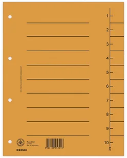 Donau Przekładka karton, A4, 235x300mm, 1-10, 1 karta, pomarańczowa 8610001-12 - Pudła i kartony archiwizacyjne - miniaturka - grafika 4