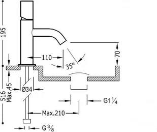 Tres Study 261.903.01 - Baterie umywalkowe - miniaturka - grafika 2