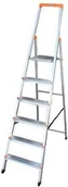 Drabiny - Krause Drabina aluminiowa wolnostojąca ze stopniami (6 stopnie) Solidy - miniaturka - grafika 1