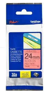 Ta$163ma do Brother TZe-451 czerwone tło/czarny nadruk 24mm x 8m zamiennik - Etykiety do drukarek - miniaturka - grafika 2