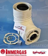 Kominy i akcesoria - Spiroflex Adapter biały Immergas kolano 90° 60/100-80/125 IMK złączka do kotła S - miniaturka - grafika 1