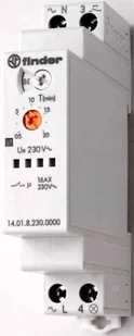 Finder Przekaźnik czasowy 14.01.8.230.0000 14.01.8.230.0000 1 zestyk zwierny maks 16 A 230 V/AC AC1) maks 3700 VA/(AC15 230 V) maks 750 VA 1 szt - Sterowniki i przekaźniki - miniaturka - grafika 2