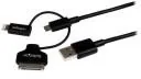 Kable USB - StarTech Kabel USB Apple 30-pin Dock/Lightning/microUSB,1 m, czarny - LTADUB1MB - miniaturka - grafika 1