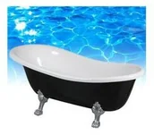 Wanny - Omnires Marble+ Atena 157x76,5 biało-czarny połysk Atena157CP - miniaturka - grafika 1