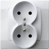 Gniazdka elektryczne - Ospel elektro Gniazdo Podwójne 2x2P+Z z uziemieniem, z ramką - Karo GP-2SZ/00 - miniaturka - grafika 1