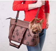 Transportery dla kotów - Hobbydog Torba - Jasno brązowa w łapki - Rozmiar 2 - miniaturka - grafika 1