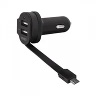 Ładowarki samochodowe - Xqisit Dual Car Charger 6A micro USB black - miniaturka - grafika 1