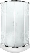 Kabiny prysznicowe - Durasan Parma Flower NK 80 80x80 szkło jasne wzór kwiaty + brodzik + syfon - miniaturka - grafika 1