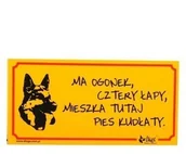 Pozostałe akcesoria dla psów - Dingo Tabliczka ostrzegawcza Ma ogonek, cztery łapy, mieszka tutaj pies kudłaty - miniaturka - grafika 1