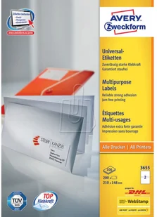 Avery Zweckform Avery A4 210 x 148 mm białe (3655) - Etykiety do drukarek - miniaturka - grafika 3