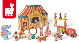 Janod cyrk zestaw drewniany 11 elementów kolekcja Story - Tory, garaże, parkingi - miniaturka - grafika 2