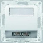 Gniazdka elektryczne - Hager Polo Optima - Gniazdko telefoniczne 2-krotne z opisem białe 12004802 - miniaturka - grafika 1