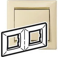 Klawisze i ramki - Legrand Valena - Ramka 2-krotna pozioma krem/złoto 774152 - miniaturka - grafika 1