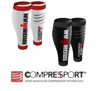 Compressport Opaski kompresyjne na łydki R2V2 IRONMAN Białe - Pozostały sprzęt i akcesoria do ćwiczeń - miniaturka - grafika 2