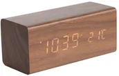 Zegary - Karlsson Zegar stołowy, budzik BLOCK dark wood, LED by KA5652DW - miniaturka - grafika 1