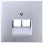 Wyłączniki światła i elektryczne - Jung Pytka centralna RJ11/RJ45, 2-krotna - LS Metal Finish Aluminium - miniaturka - grafika 1