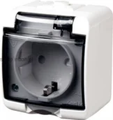 Gniazdka elektryczne - Karlik Gniazdo Pojedyncze 2P+Z SCHUKO (klapka dymna) GHE-1sd - miniaturka - grafika 1