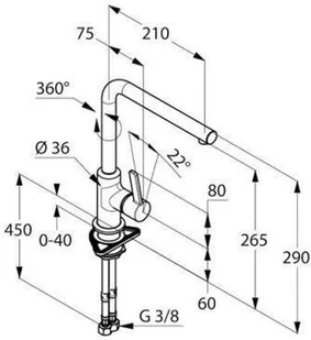 Kludi L-ine S 408030575 - Baterie kuchenne - miniaturka - grafika 3