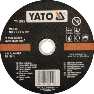 Yato tarcza tnąca metalu 180x1,5x22mm YT-5925 - Tarcze do pił - miniaturka - grafika 2