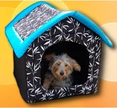 Legowiska dla psów - Hobbydog Buda - Czarna z niebieskim daszkiem - Rozmiar 2 - miniaturka - grafika 1