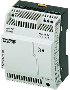 Phoenix Contact Zasilacz na szynę DIN Contact STEP-PS/1AC/24DC/2.5 24 V/DC 2.75 A 60 W - Zasilacze i transformatory Phoenix Contact Zasilacz na szynę DIN Contact STEP-PS/1AC/24DC/2.5 24 V/DC 2.75 A 60 W - Zasilacze i transformatory - miniaturka - grafika 1