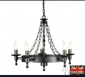 Elstead Lighting Żyrandol LAMPA wisząca WARWICK WR5 GR metalowa OPRAWA świecznikowa grafi - Lampy sufitowe - miniaturka - grafika 2