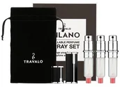 Dezodoranty i antyperspiranty męskie - Travalo Milano napełnialny flakon z atomizerem 3 x 5 ml + zamszowa torebka - miniaturka - grafika 1