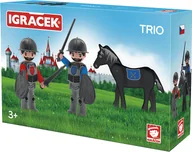 Klocki - Igráček IGRÁČEK Trio  2 rycerze i czarny koń - miniaturka - grafika 1
