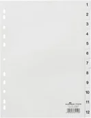 Przekładki do segregatorów - DURABLE Przekładka PP A4 białe, nadrukowane indeksy, 1-12 - miniaturka - grafika 1