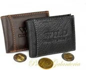 Portfele - Wild Portfel Skórzany Skóra Licowa Mały Poziomy bez Zapięcia MINI Czarny - miniaturka - grafika 1