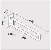 Akcesoria do wc - Poręcz ERGOPLUS podnoszona 80cm do wc/umywalek, malowana proszkowo, biała - miniaturka - grafika 1