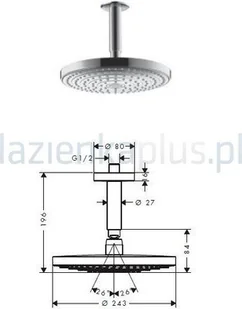 Hansgrohe Hansgeohe Głowica prysznicowa Raindance Select S 240 2jet z przyłączem - Deszczownice - miniaturka - grafika 2
