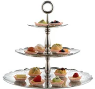 Tace i patery - Alessi Etażerka na ciasto Dressed for X-mas trzypoziomowa stalowa (MW52/3) - miniaturka - grafika 1