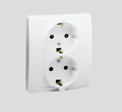 Gniazdka elektryczne - Kontakt Simon Gniazdo wtyczkowe z uziemieniem Schuko Podwójne- białe BASIC BGSZ2 - miniaturka - grafika 1