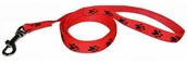 Smycze dla psów - Chaba Smycz Taśma 16 Czerwona W Czarne Łapki - miniaturka - grafika 1