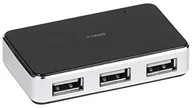 Huby USB - VIVANCO USB 2.0 Hub (4-Port Aktywny, metalowa obudowa, zasilacz sieciowy w zestawie) Czarny/srebrny 4008928366624 - miniaturka - grafika 1